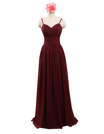 Spaghetti Straps Sweetheart Floor Length Chiffon Bridesmaid Dress