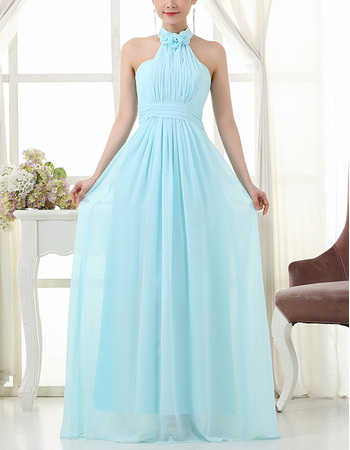 Elegant Halter Floor Length Chiffon Bridesmaid/ Wedding Party Dresses