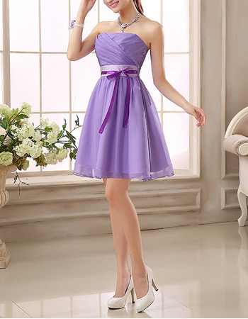 2018 New Strapless Mini Bridesmaid/ Wedding Party Dresses with Sashes