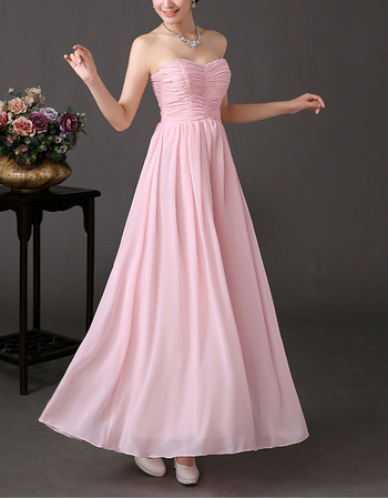 Custom Sweetheart Long Chiffon Pleated Bridesmaid/ Wedding Party Dress