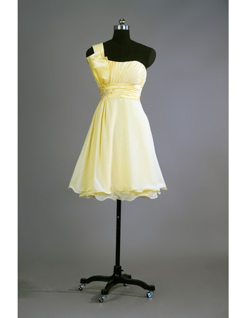 Custom One Shoulder Short Chiffon Bridesmaid/ Homecoming Dresses