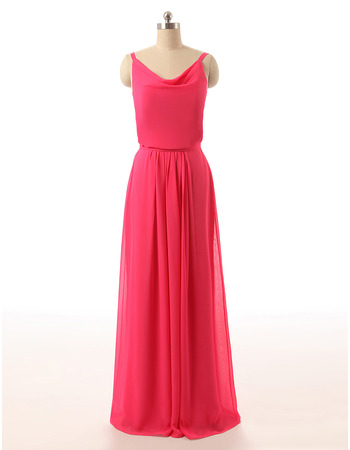 Affordable Floor Length Chiffon Bridesmaid Dress with Spaghetti Straps