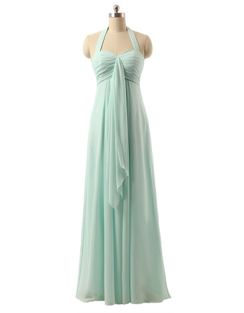 Sexy Halter Sweetheart Floor Length Chiffon Bridesmaid Dresses