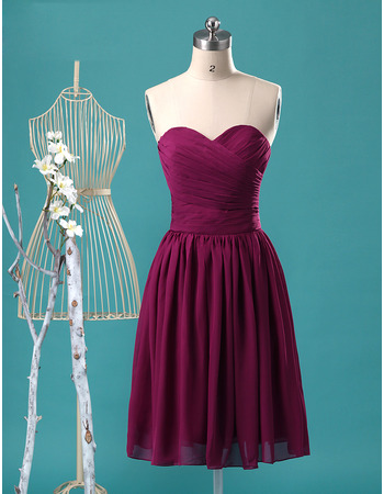 Custom Sweetheart Knee Length Chiffon Bridesmaid/ Homecoming Dresses