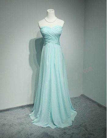 Custom Sweetheart Floor Length Chiffon Pleated Bridesmaid Dresses