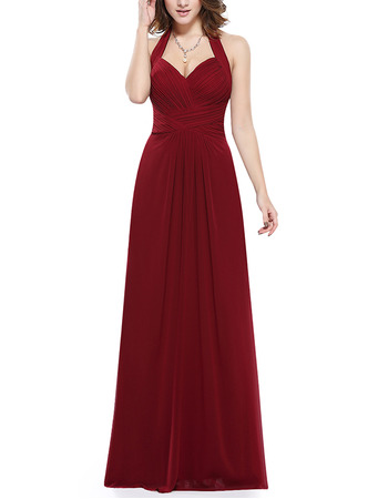 Discount Halter Sweetheart Floor Length Chiffon Bridesmaid Dresses