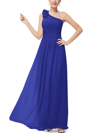 Inexpensive One Shoulder Floor Length Chiffon Bridesmaid Dresses