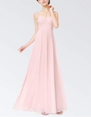 Custom Sleeveless Floor Length Chiffon Bridesmaid Dresses with Straps