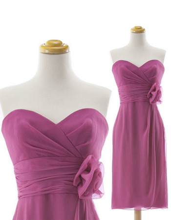 Custom Column Sweetheart Knee Length Chiffon Bridesmaid Dresses