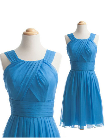 Vintage A-Line Short Sleeveless Chiffon Bridesmaid Dresses with Straps