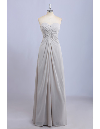 New Sweetheart Floor Length Chiffon Beading Bridesmaid Dresses