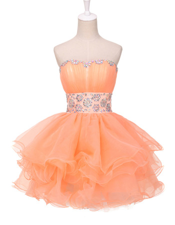 Sexy Ball Gown Sweetheart Short Organza Cocktail Party Dresses