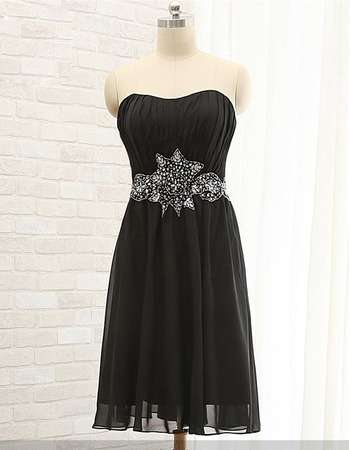 Affordable Strapless Short Chiffon Cocktail Dress with Beading Belt