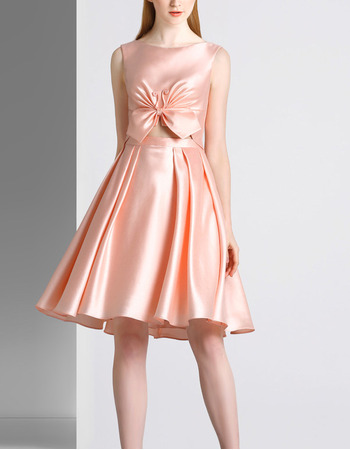 Discount A-Line Sleeveless Short Satin V-Back Cocktail Party Dresses