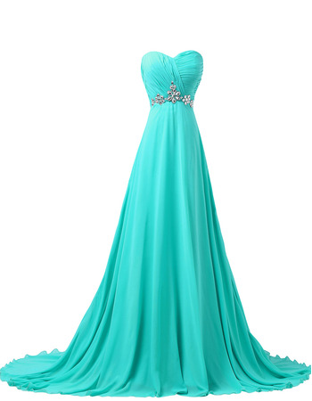 Custom Sweetheart Sweep Train Chiffon Evening/ Prom/ Party Dresses