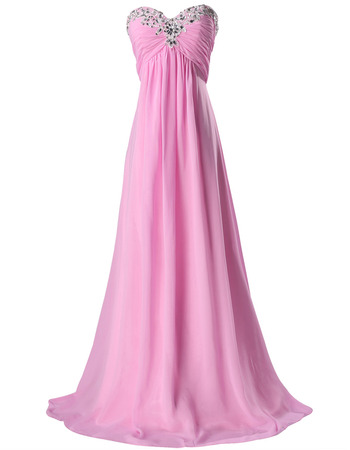 Inexpensive Sweetheart Floor Length Chiffon Evening/ Prom Dresses