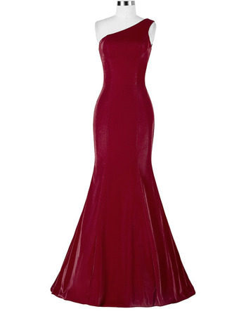 Discount Sheath One Shoulder Floor Length Satin Evening/ Prom Dresses