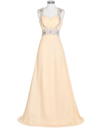 New Sweetheart Floor Length Chiffon Evening Dresses with Straps