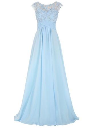 Inexpensive Elegant Floor Length Chiffon Applique Evening/ Prom Dress