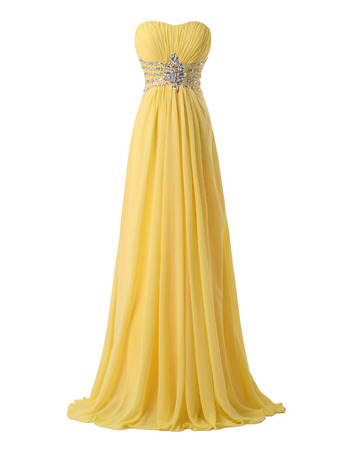 Custom Sweetheart Strapless Floor Length Chiffon Evening Dresses