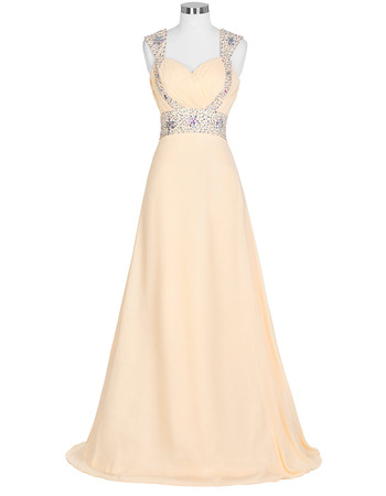 Affordable Sweetheart Floor Length Chiffon Evening Dresses with Straps