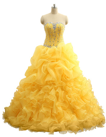 Custom Ball Gown Sweetheart Full Length Ruffle Skirt Prom/ Party Dress