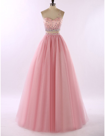One Shoulder Floor Length Two-Piece Prom/ Party Dresses