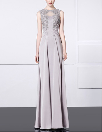 Sheath Sleeveless Floor Length Satin Evening Dresses