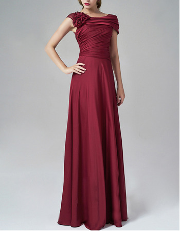 Elegant Asymmetric Long Chiffon Evening Dresses with Cap Sleeves