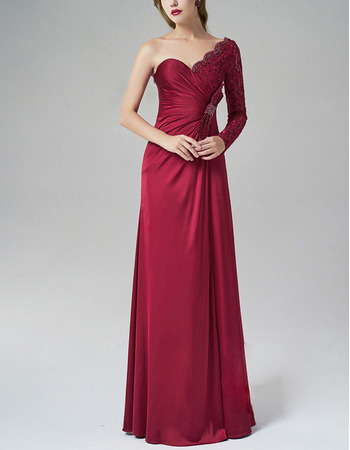 Asymmetric Sweetheart Evening Dresses with Long Sleeves