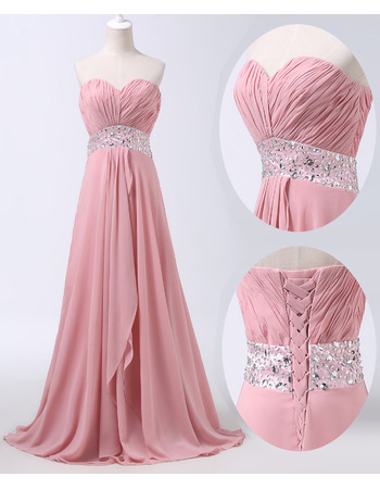 Custom Sweetheart Sweep Train Chiffon Evening/ Prom/ Party Dresses