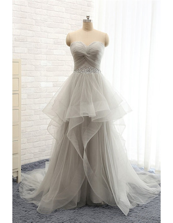 Discount Sweetheart Sweep Train Organza Evening/ Prom Dresses