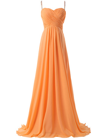 New Spaghetti Straps Floor Length Chiffon Evening/ Prom Dresses