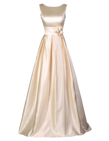 Custom A-Line Sleeveless Floor Length Satin Evening/ Prom Dresses