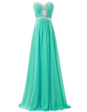 Affordable Sweetheart Floor Length Chiffon Evening/ Prom Dresses