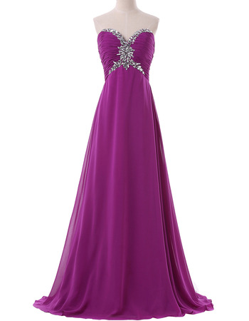 New Sweetheart Empire Floor Length Chiffon Evening/ Prom Dresses