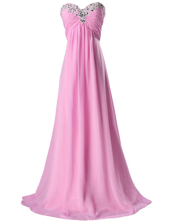 Elegant Sweetheart Floor Length Chiffon Lace-Up Evening Dresses
