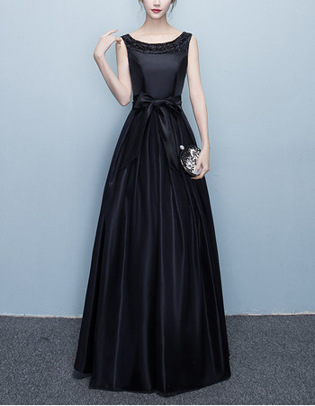 Ball Gown Floor Length Taffeta Black Evening Dresses