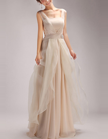 Elegant Floor Length Satin Organza Evening/ Prom/ Party Dresses