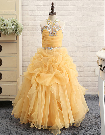 Floor Length Organza Pick-Up Skirt Little Girls Party Dress