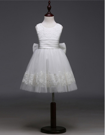 New Ball Gown Sleeveless Short First Communion Dresses with Bows