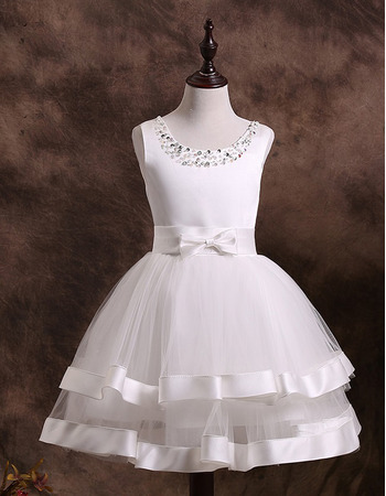 Discount Ball Gown Short Satin Organza First Communion Dresses