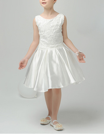 Custom A-Line Sleeveless Short Taffeta First Communion Dresses