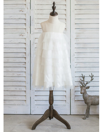Empire Short Organza Layered Skirt Flower Girl Dresses