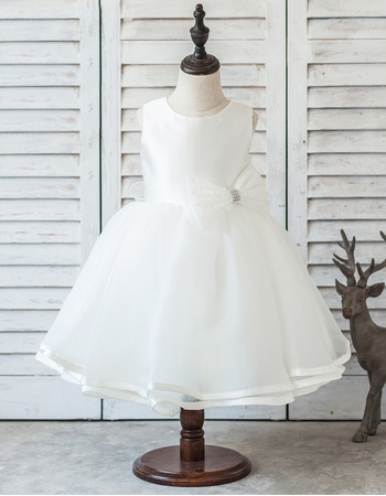 Custom Ball Gown Tea Length Organza Flower Girl/ First Communion Dress