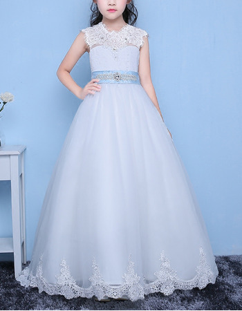 Stunning A-Line Floor Length Organza Flower Girl Dresses with Belts