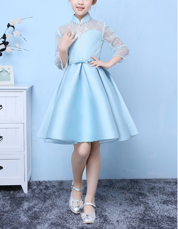 Adorable Short Easter/ Spring Girls Dresses with Long Lace Sleeves