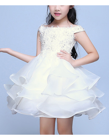 Discount A-Line Off-the-shoulder Short Organza Flower Girl Dresses