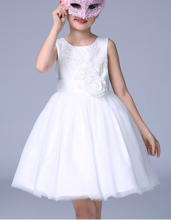 Custom Ball Gown Mini/ Short Satin Organza Flower Girl Dresses