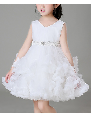 Inexpensive A-Line Mini/ Short Ruffle Skirt Flower Girl Dresses